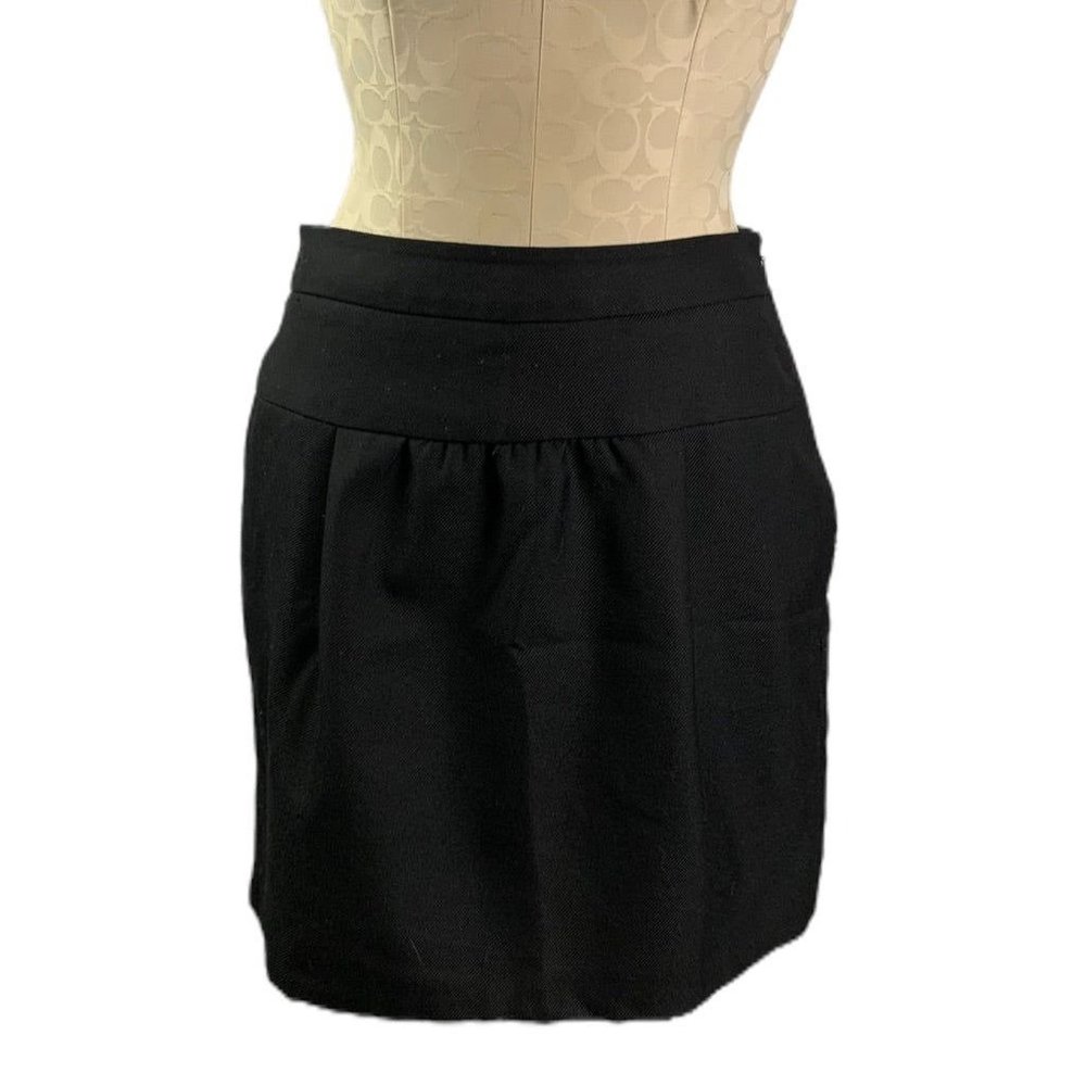 2P Ann Taylor LOFT Petites‎ Black Lined Skirt Pockets Side Zip